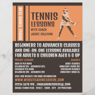 Flyer Jugador de tenis profesional, anuncio de clases/cl