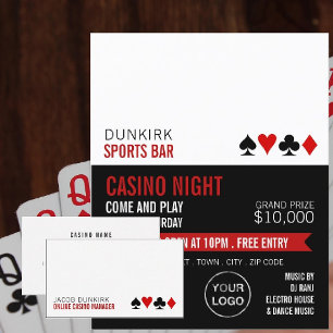 Flyer Jugar al juego de cartas, Noche del Casino, Indust