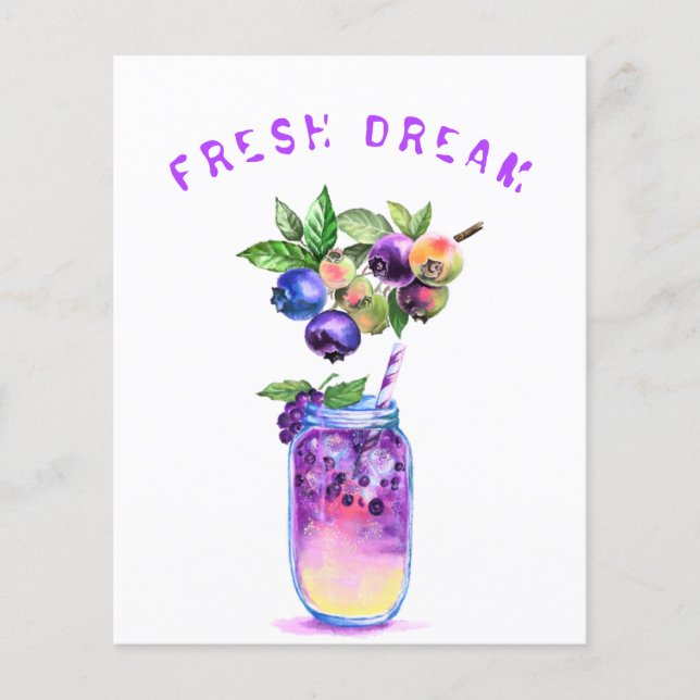 Flyer Jugo Fresco de Arándano Refrescante - Cóctel de Ve (Frente)