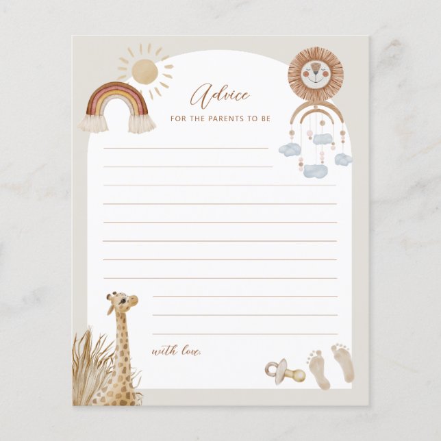 Flyer Juguetes bohemios Giraffe Sun Consejos para que lo (Frente)