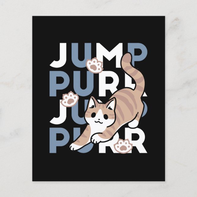 Flyer Jump Purr Jump: Playful Cat Design con arte divert (Frente)