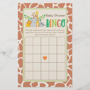 Flyer Jungle Animales Safari Juego de Bingo Baby Shower