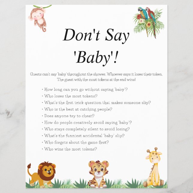 Flyer Jungle Safari Baby Shower Games (Frente)