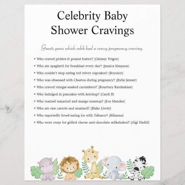 Flyer Jungle Safari Baby Shower Games (Frente)