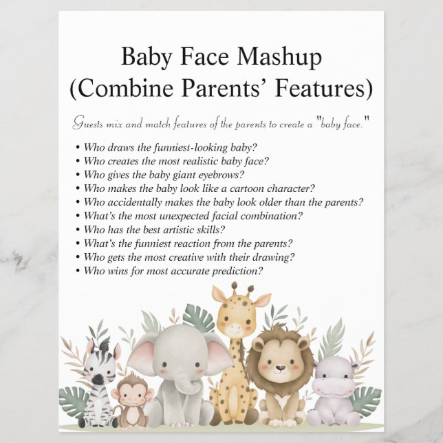 Flyer Jungle Safari Baby Shower Games (Frente)