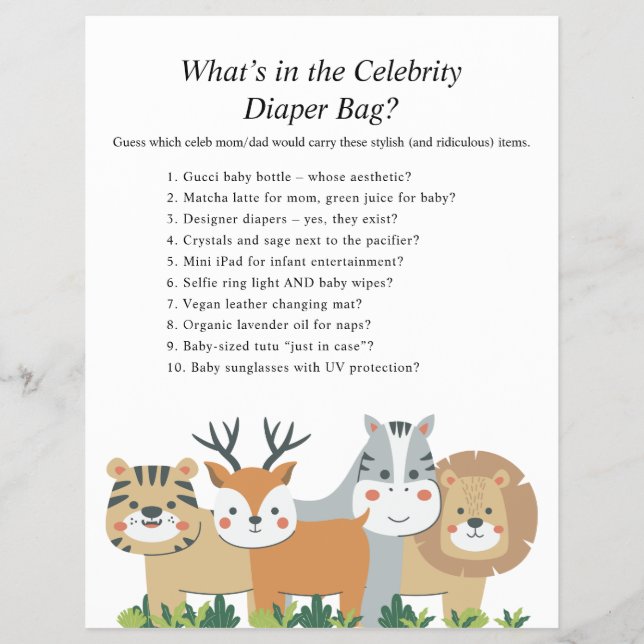 Flyer Jungle Safari Baby Shower Games (Frente)