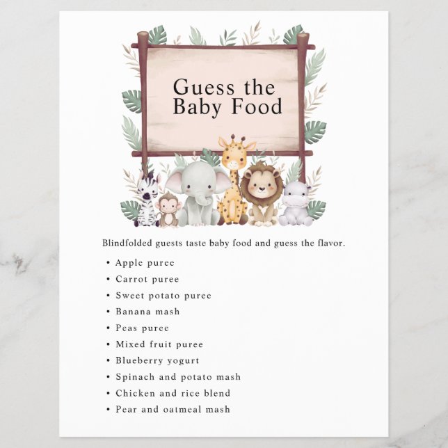 Flyer Jungle Safari Baby Shower Games (Frente)