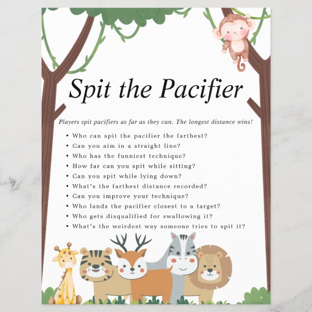 Flyer Jungle Safari Baby Shower Games (Frente)