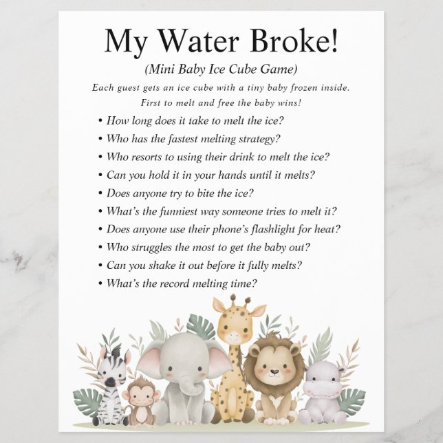 Flyer Jungle Safari Baby Shower Games (Frente)