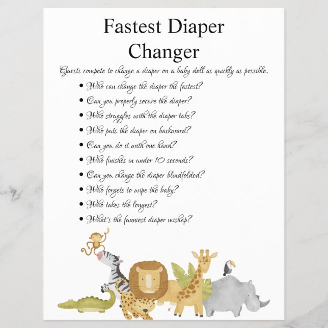 Flyer Jungle Safari Baby Shower Games (Frente)
