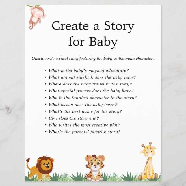 Flyer Jungle Safari Baby Shower Games (Frente)