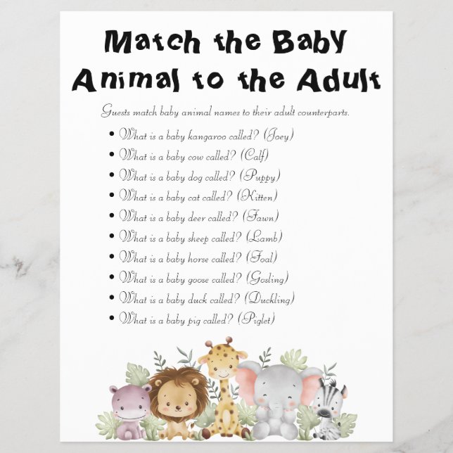 Flyer Jungle Safari Baby Shower Games (Frente)