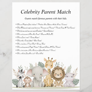 Flyer Jungle Safari Baby Shower Games