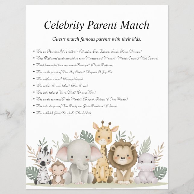 Flyer Jungle Safari Baby Shower Games (Frente)