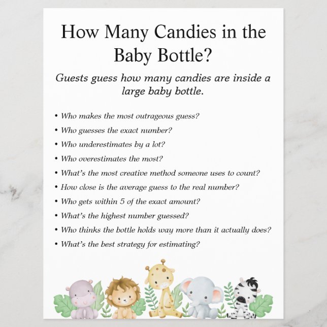 Flyer Jungle Safari Baby Shower Games (Frente)