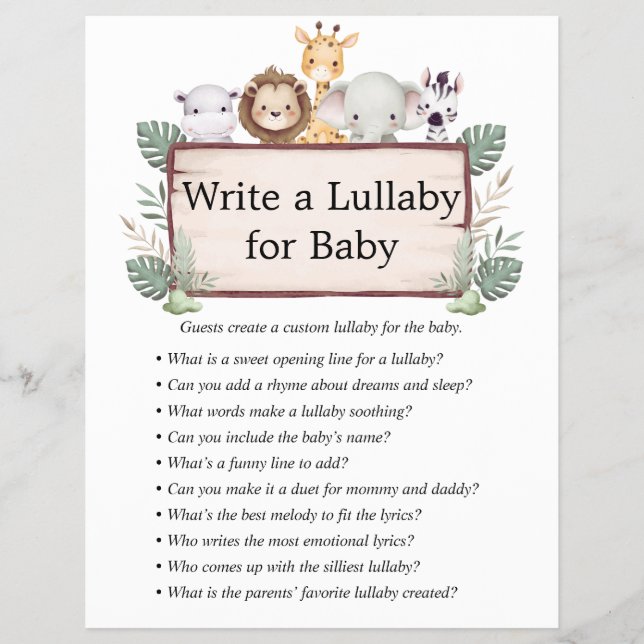 Flyer Jungle Safari Baby Shower Games (Frente)