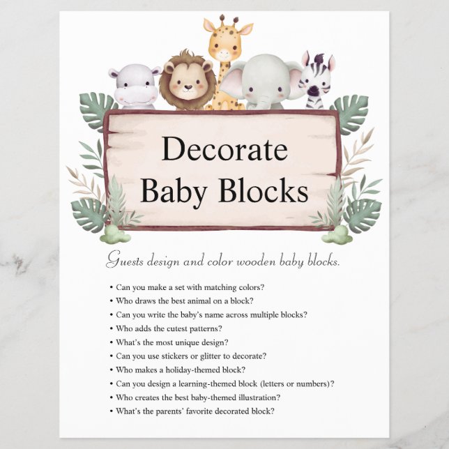 Flyer Jungle Safari Baby Shower Games (Frente)