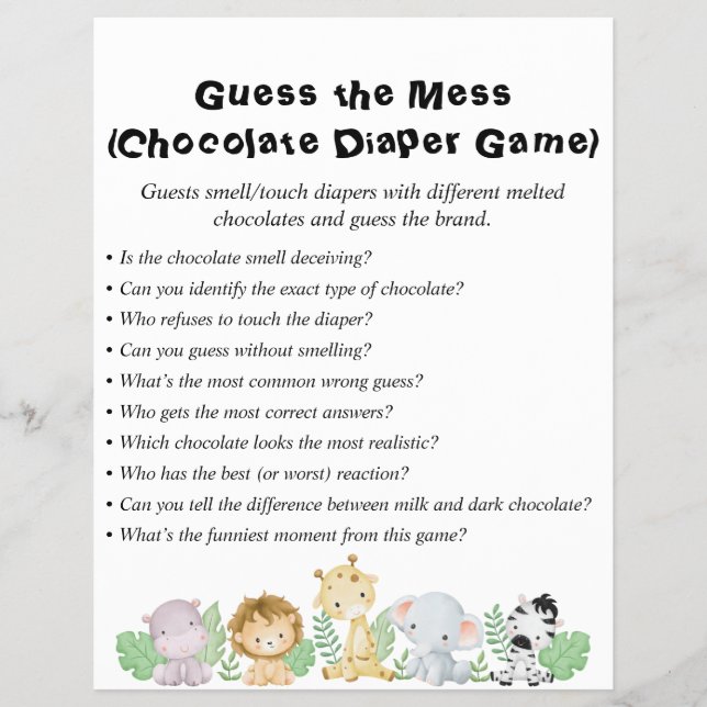 Flyer Jungle Safari Baby Shower Games (Frente)
