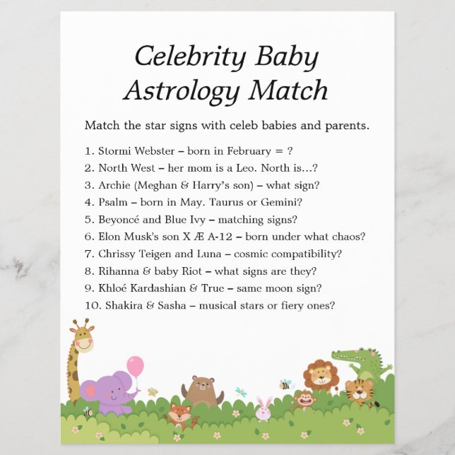 Flyer Jungle Safari Baby Shower Games (Frente)