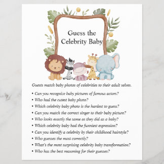 Flyer Jungle Safari Baby Shower Games