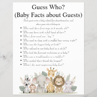 Flyer Jungle Safari Baby Shower Games