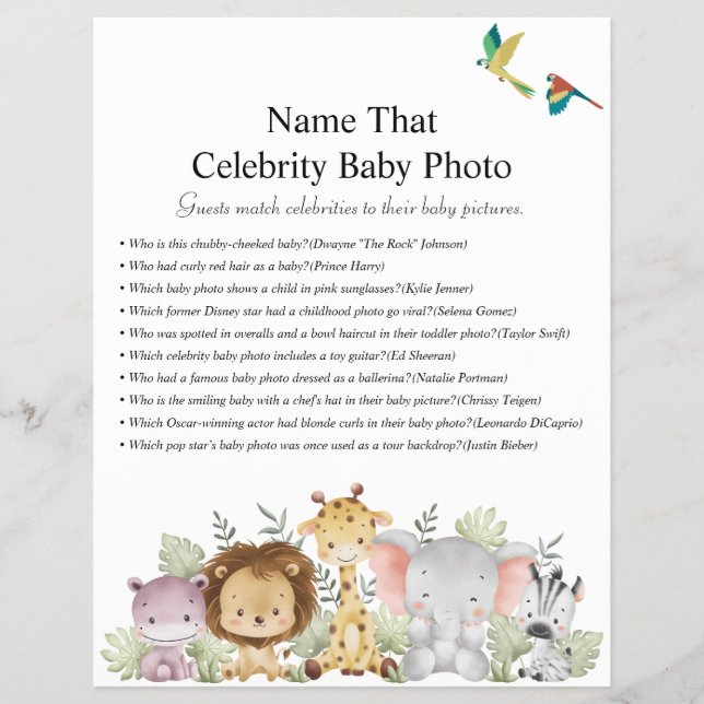 Flyer Jungle Safari Baby Shower Games (Frente)
