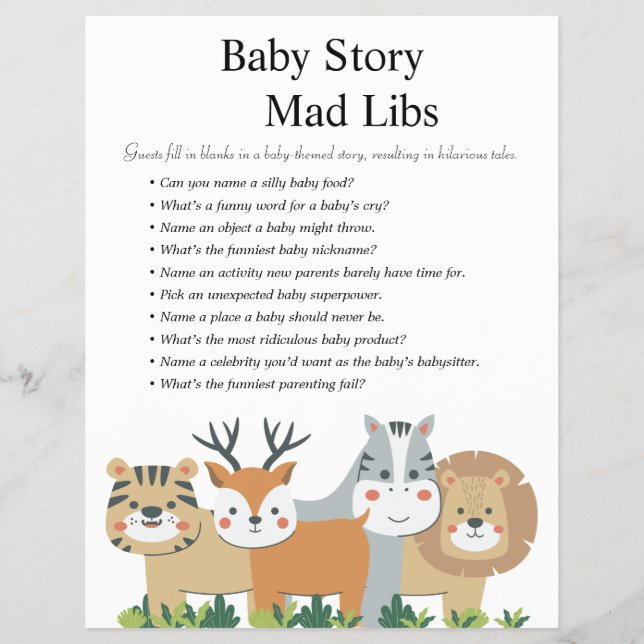 Flyer Jungle Safari Baby Shower Games (Frente)