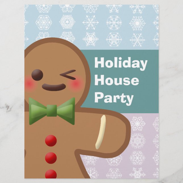 Flyer Kawaii Gingerbread Man & Snowflakes (Frente)