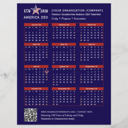 Flyer Keepsake del calendario de America 250 Patriotic B