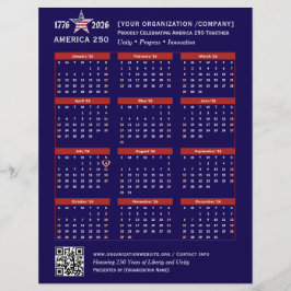 Flyer Keepsake del calendario de America 250 Patriotic B
