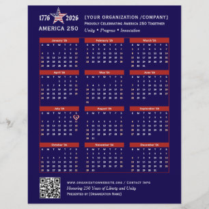 Flyer Keepsake del calendario de America 250 Patriotic B