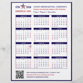 Flyer Keepsake del calendario de America 250 Patriotic B