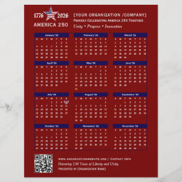 Flyer Keepsake del calendario de America 250 Patriotic R