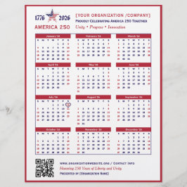 Flyer Keepsake del calendario de America 250 Patriotic R