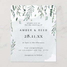 Flyer La acuarela mínima del presupuesto deja al Boda