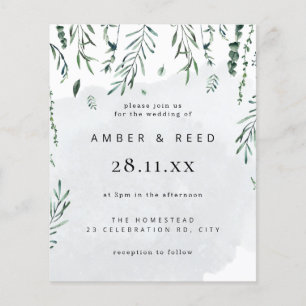 Flyer La acuarela mínima del presupuesto deja al Boda
