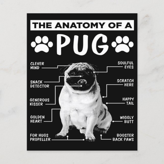Flyer La Anatomía De Un Perro De Pug Lover (Frente)