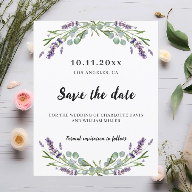 Flyer La boda de Lavender eucalipto salva la fecha (Subido por el creador)