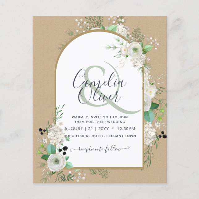 Flyer La boda de rosas blancas menos presupuestadas invi (Frente)