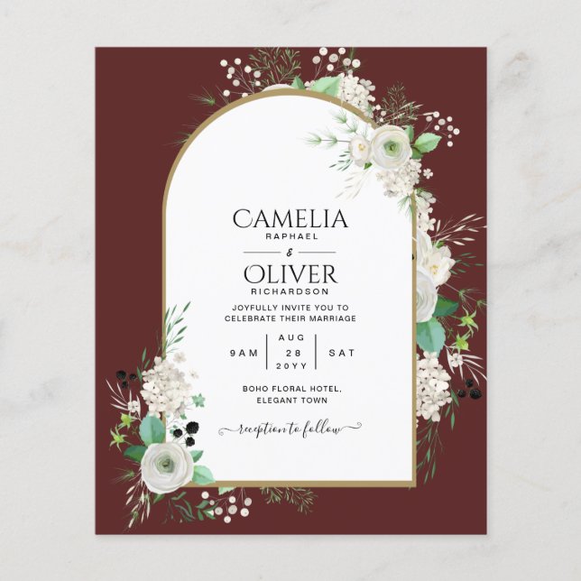 Flyer La boda de rosas blancas menos presupuestadas invi (Frente)