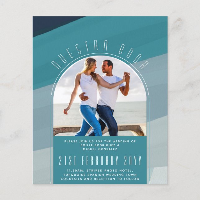 Flyer La Boda española turquesa Nuestra Boda (Frente)
