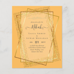 Flyer La boda islámica de Bismillah, marco de oro de NIK