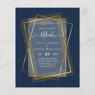 Flyer La boda islámica de Bismillah, marco de oro de NIK