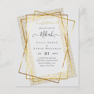 Flyer La boda islámica de Bismillah, marco de oro de NIK