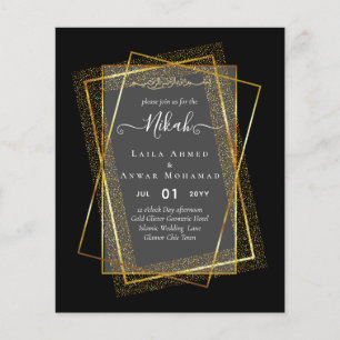 Flyer La boda islámica de Bismillah, marco de oro de NIK