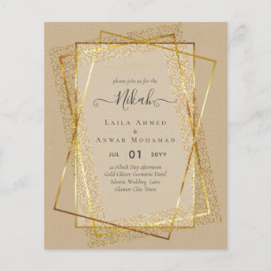 Flyer La boda islámica de Bismillah, marco de oro de NIK