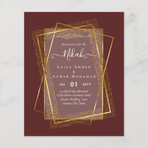 Flyer La boda islámica de Bismillah, marco de oro de NIK
