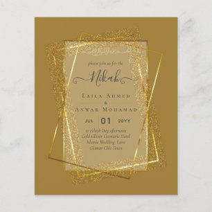 Flyer La boda islámica de Bismillah, marco de oro de NIK