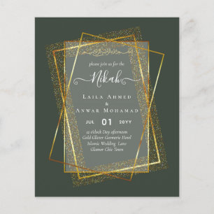 Flyer La boda islámica de Bismillah, marco de oro de NIK