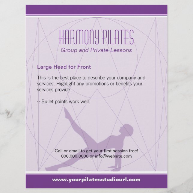 Flyer La convergente alinea Pilates púrpura (Frente)